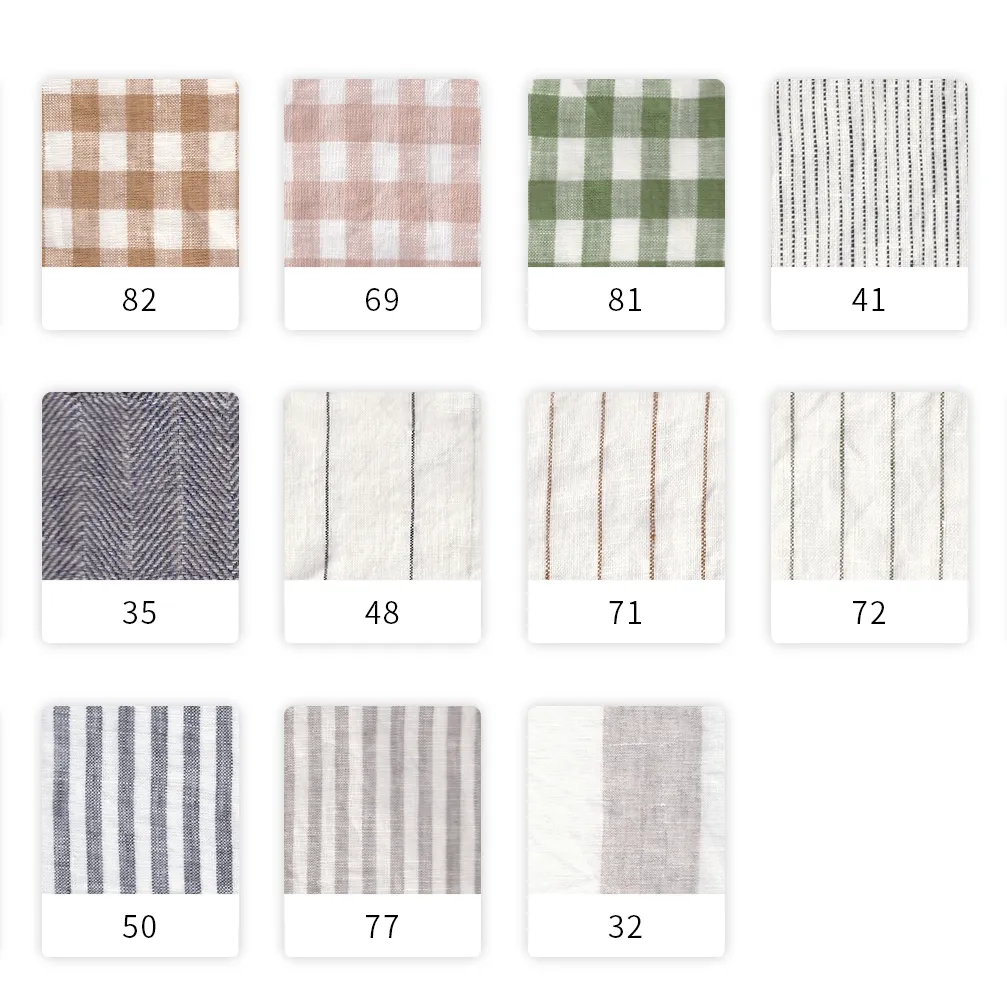 Venta al por mayor 170gsm gingham GOTS Stocking 280cm ancho francés 100 Lino puro para ropa de cama tela