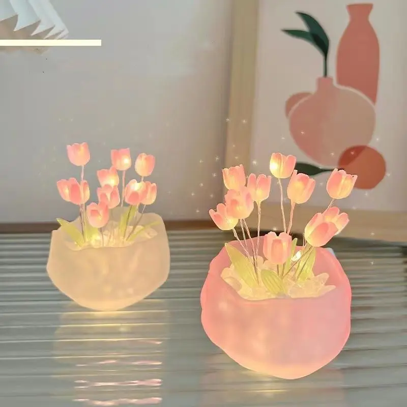 Handmade món quà tốt nhất bí ngô cup DIY Tulip hoa đèn ngủ