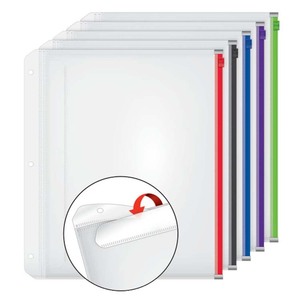 Rõ ràng thư mục PVC 3-lỗ đấm phù hợp với đầy đủ thư 8-1/<span class=keywords><strong>2</strong></span> "x 11" tấm thẻ bảo vệ nhựa nhiều màu Dây Kéo Túi Chất kết dính - Product Image 2