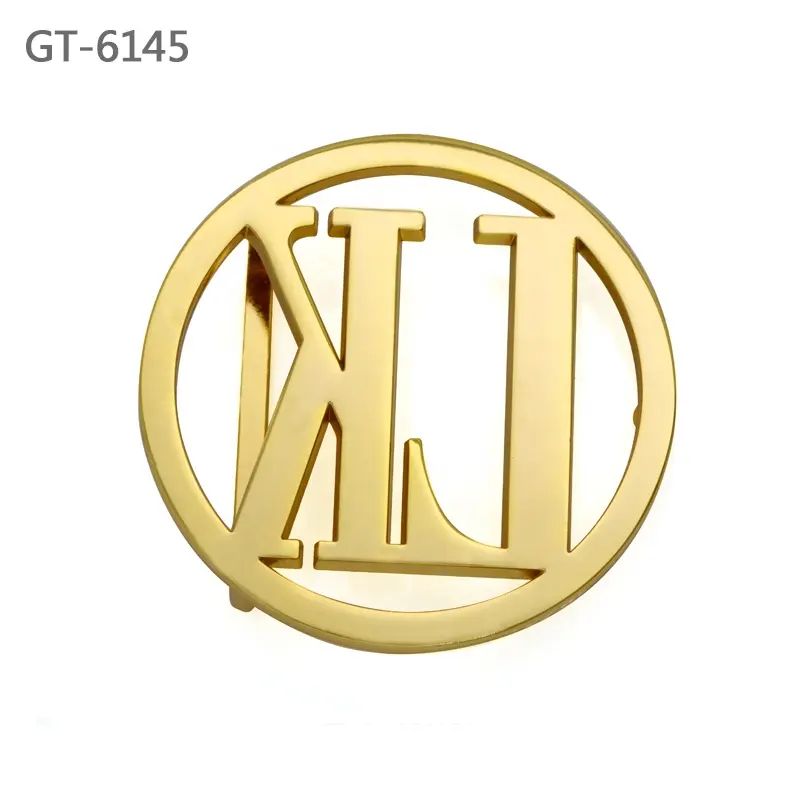 High quality Zinc alloy gold custom hollow out logo metal buckle for woman belts