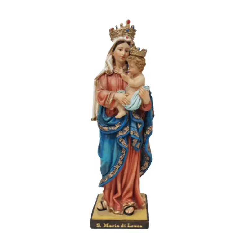 Estátua de resina católica de resina para artesanato de artesanato com Virgem Maria e bebê Jesus, ornamentos, artefato de arte, itens religiosos cristãos