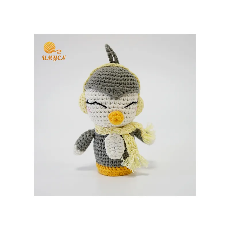 Mini muñeca de ganchillo hecha a mano con patrón de animales, pingüino, Amigurumi, juguetes para bebé