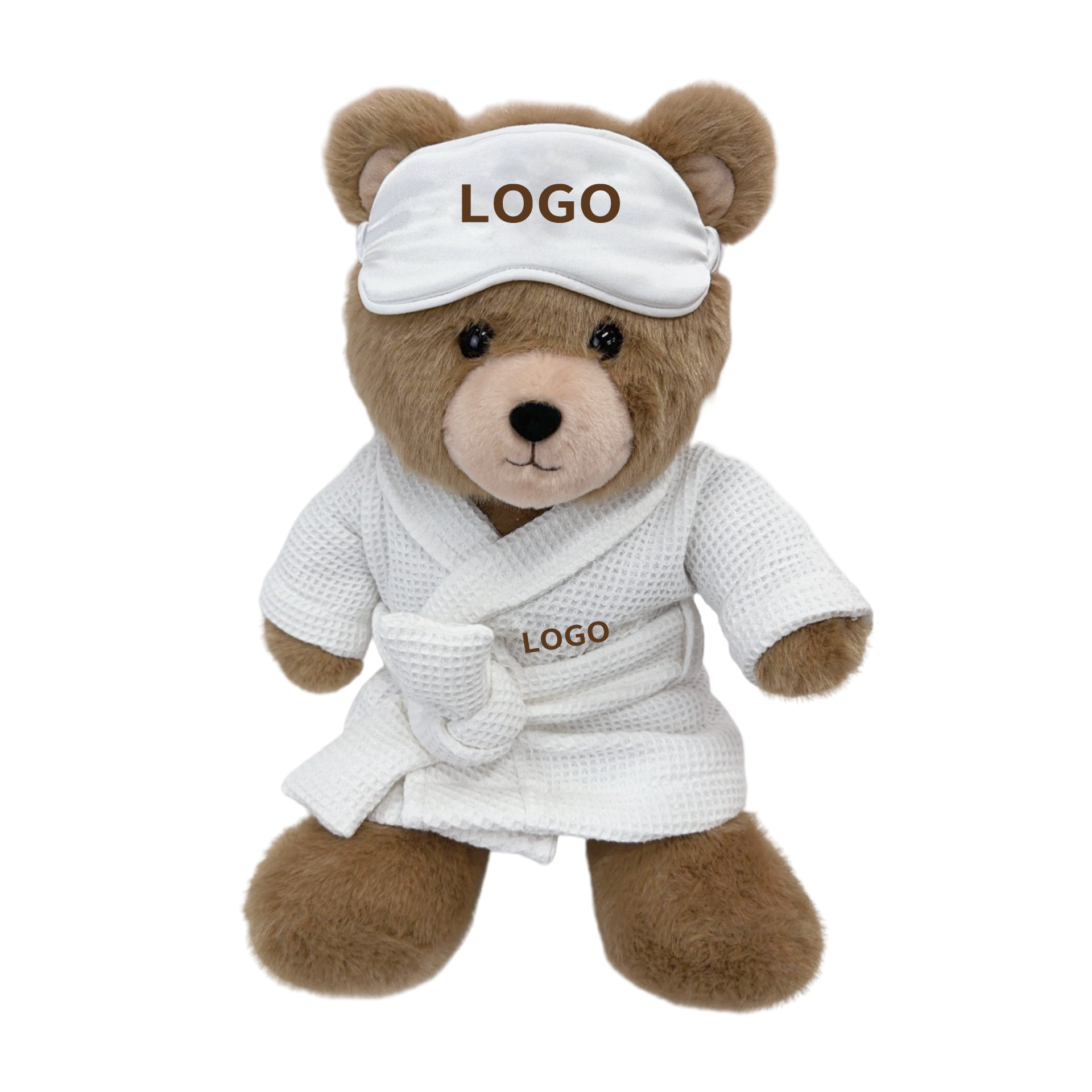 Brown Bathrobe Bear + Eye Mask