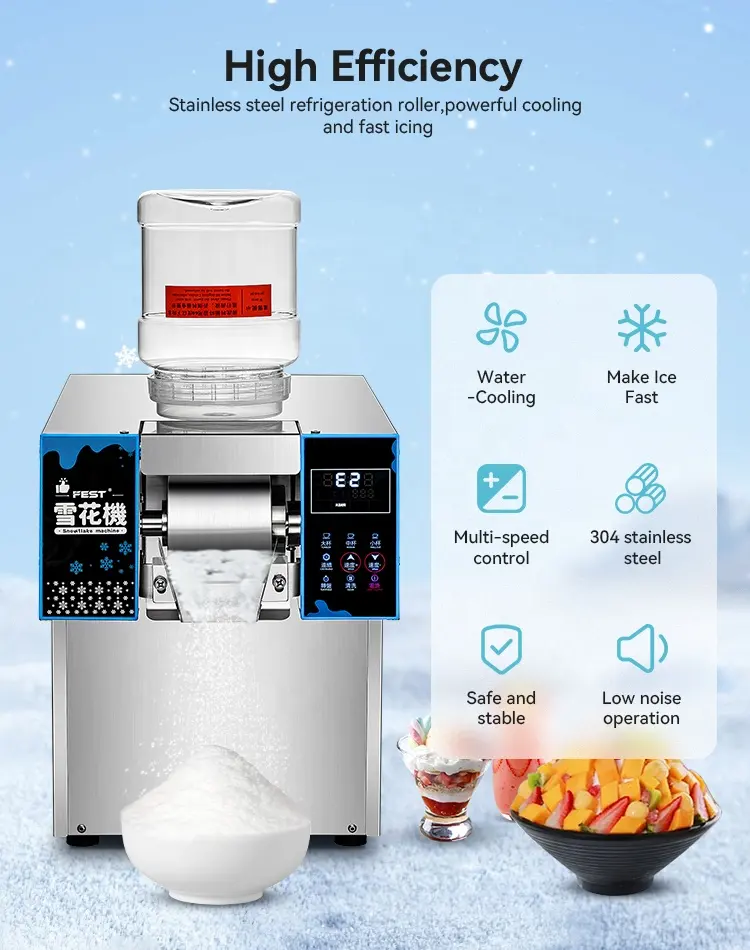 Machine à glace manuelle à flocon de neige FEST pour la fabrication de glace de neige de haute qualité avec système refroidi à l'eau