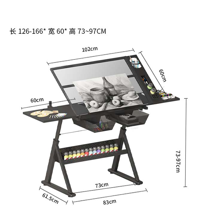 Hand-cranked tempered glass twin board (single table)
