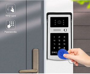Anjielo, alta calidad, seguridad para el hogar, videoportero con cable, cámara de vídeo RFID, sistema de intercomunicación para teléfono, tarjeta de soporte, desbloqueo con contraseña