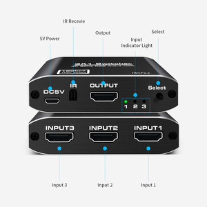 3x1 <strong>HDMI</strong> Switcher 4K 2.0b 18Gbps HDR <strong>Switch</strong> Audio Video 3 <strong>Input</strong> to 1 <strong>Output</strong> with Remote Control for PS4 XBOX STB PC <strong>Switch</strong> <strong>HDMI</strong>