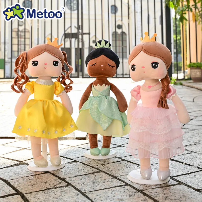 Metoo Original nuevo estilo princesa muñecos de peluche rosa amarillo negro niña niños juguetes personalizados lindo juguete de peluche fabricante de dibujos animados