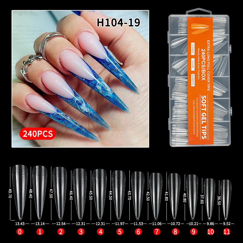 Transparent color 240pcs long tip h104-19