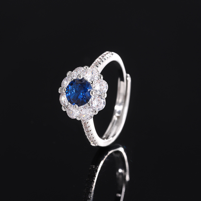 Blue pointed crystal ring