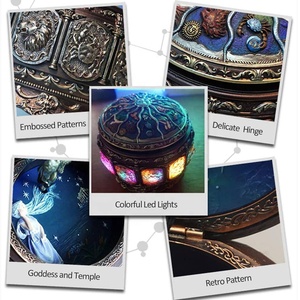 Custom Vintage <strong>Wind</strong> <strong>up</strong> Constellations Rotating Goddess Twinkling Resin Carved Mechanism Music Box with <strong>LED</strong> - Product Image 4