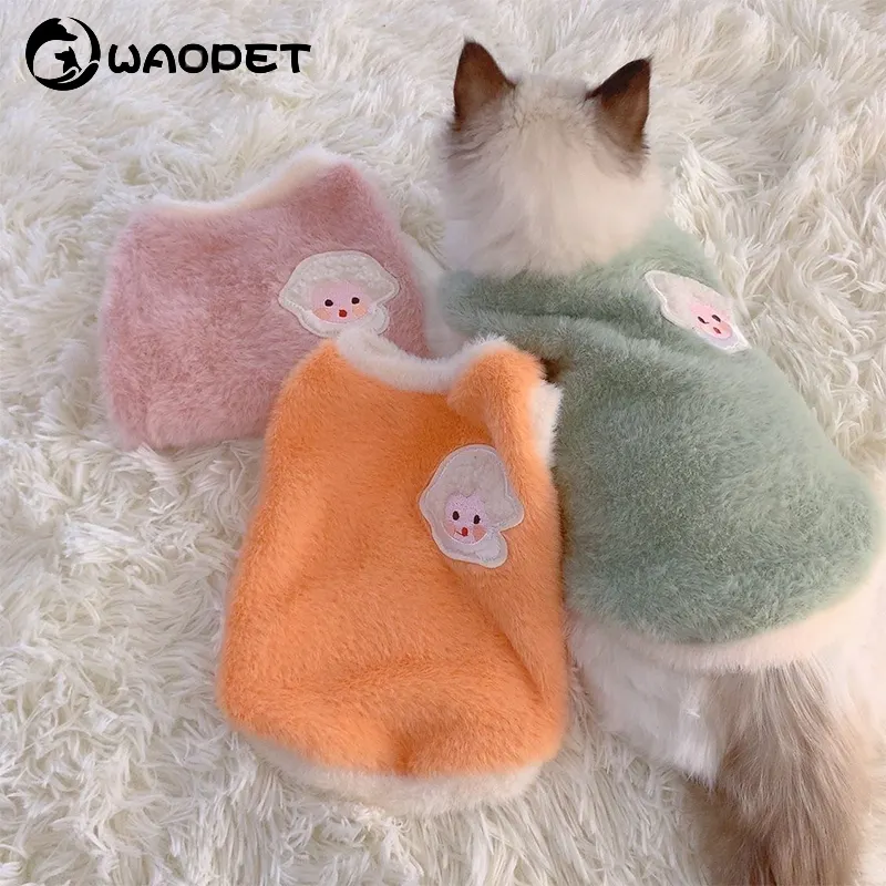 Fashion New Style Rabbit Wool Material Pet Vest Cloth Christmas Cosplay Winter Embroidery Craft Cat Dog Clothes