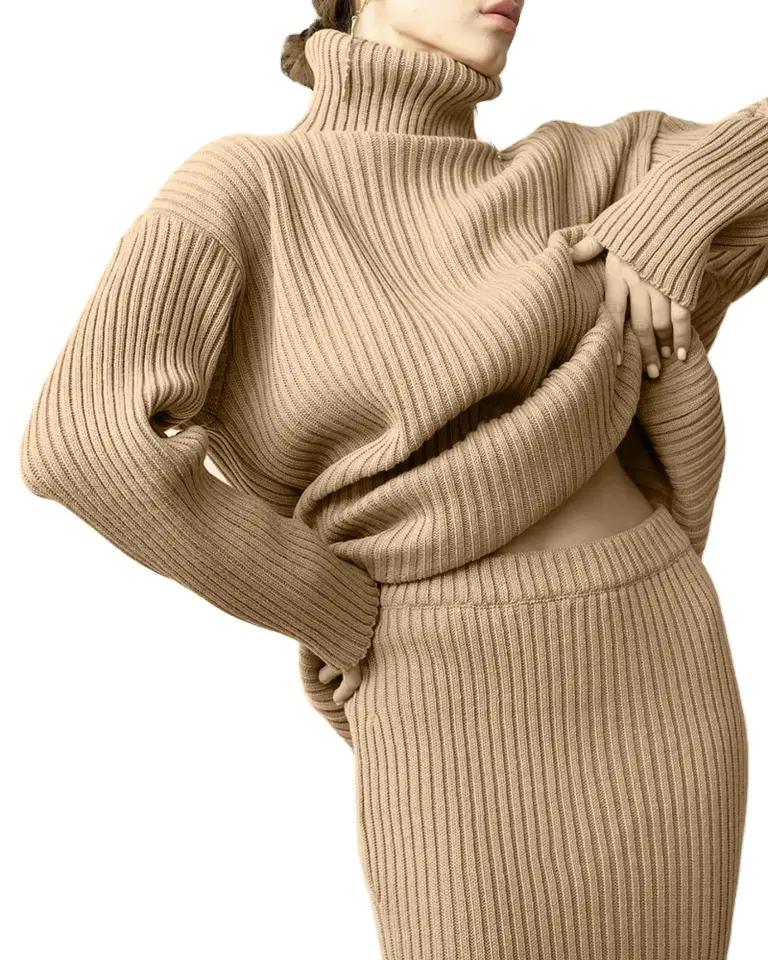 2023 vestiti invernali all'ingrosso personalizzato ODM oversize plus size pullover cotone maglia natale top maglioni da donna set abbigliamento