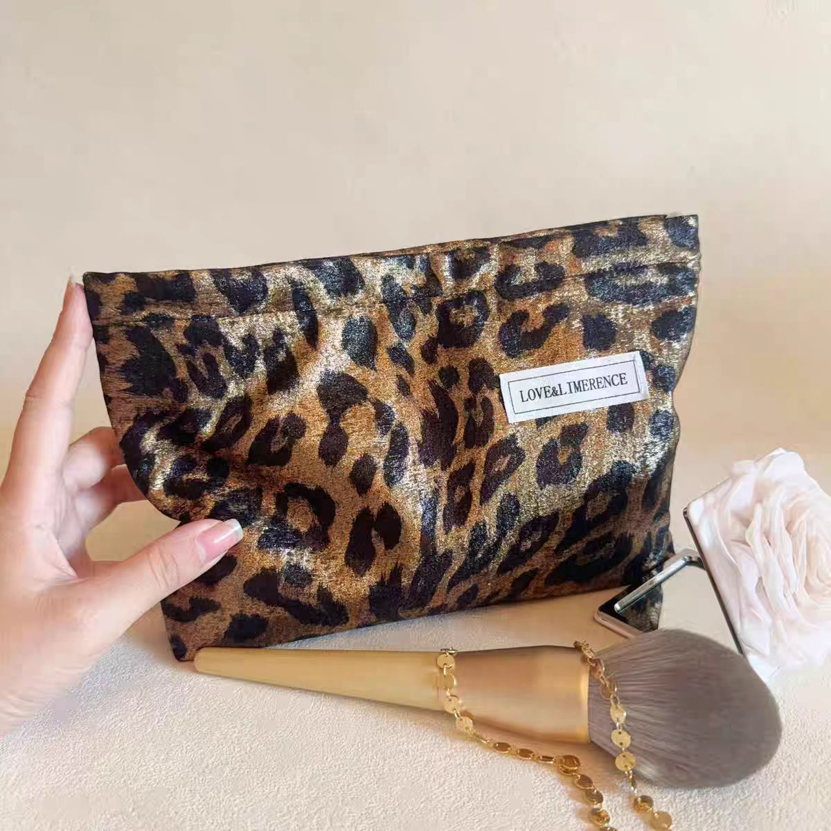 Leopard print premium cosmetic bag