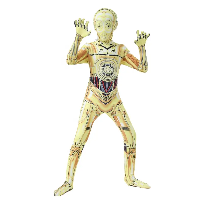 Uniforme de actuación de Robot para C-3PO, traje de Halloween, Carnaval, mono, disfraz de Star Wars con máscara