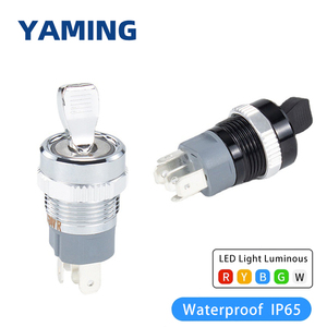 İki/üç pozisyon 16mm Metal düğme geçiş anahtarı kilitleme kilitleme ile gösterge ışığı Rocker seçici gümüş/siyah vücut - Product Image 2