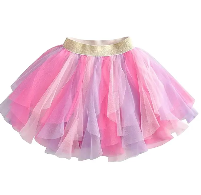 Wholesales vestido fofo de lavanda e turquesa, saia fofa e macia de chiffon com tutu, vestido tule tutu para crianças