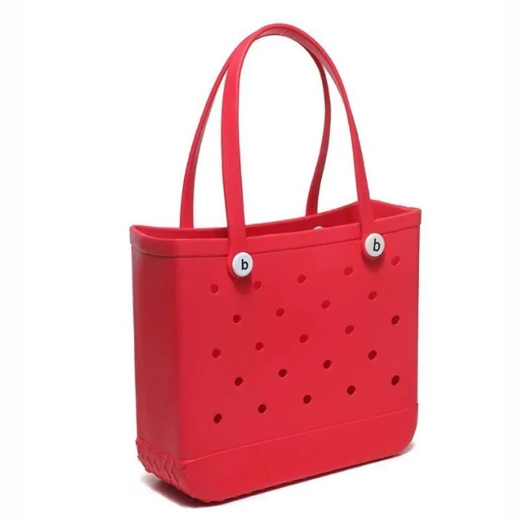 Sac fourre-tout de plage en caoutchouc rouge-S 27x10x21cm