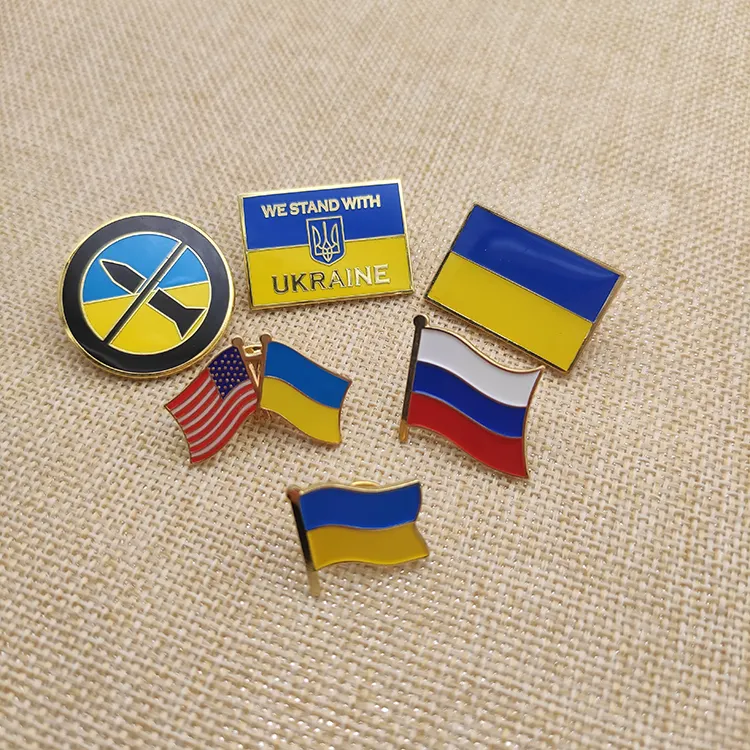 Pin Kartun Enamel Cat Lencana Logam Pin Bendera Amerika Pin Bendera Ganda Ukrainian Amerika