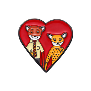 Mr. Foxラブハートエナメルピンファンタスティックアニメーションフィルムカップルラペルバッジバックパックブローチギフト