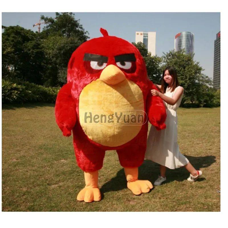 Venta directa de fábrica Angry Red Birds 2m / 6.6ft felpa móvil inflable pájaro mascota disfraz personaje de dibujos animados para adultos