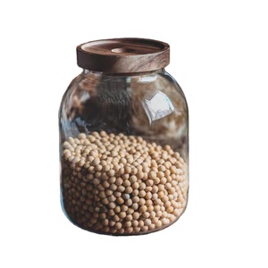 1L 2L <span class=keywords><strong>3L</strong></span> hava geçirmez morden büyük cam kavanozlar akasya ahşap kapak