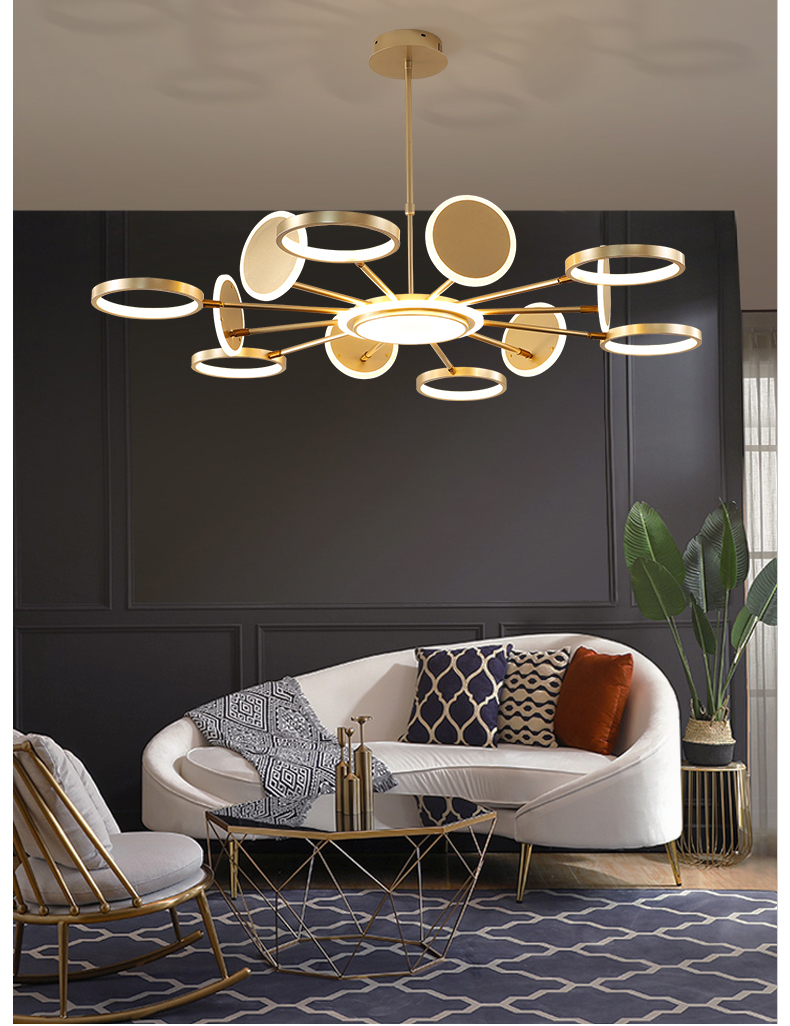 Contemporary High quality luxury villa apartment stair foyer led golden ceiling chandeliers hotel home hanging light fixture