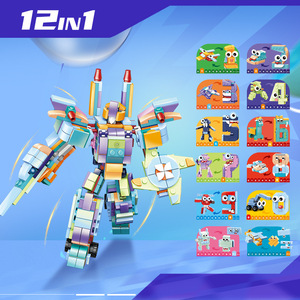 Bunte Kunststoff Kinder Roboter Bausteine Pädagogische DIY Montage Digitale mathematische Symbole Nummer Verformung Roboter Spielzeug - Product Image 3