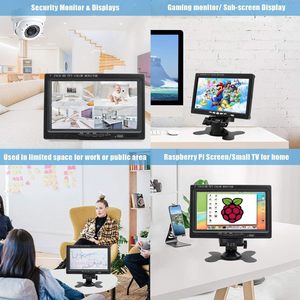 7英寸全高清监视器1024x600分辨率小型1080P便携式IPS监视器，内置扬声器VGA影音输入闭路电视摄像机 - Product Image 6