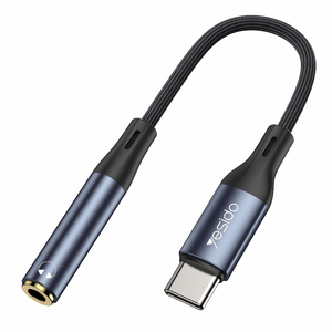 YAU38 Yesido Aluminum Alloy Nylon Cable <strong>USB</strong>-<strong>C</strong> <strong>Type</strong> <strong>c</strong> <strong>Adapter</strong> Port to 3.5MM Aux <strong>Audio</strong> Jack Earphone Headphone Cable <strong>USB</strong> - Product Image 1