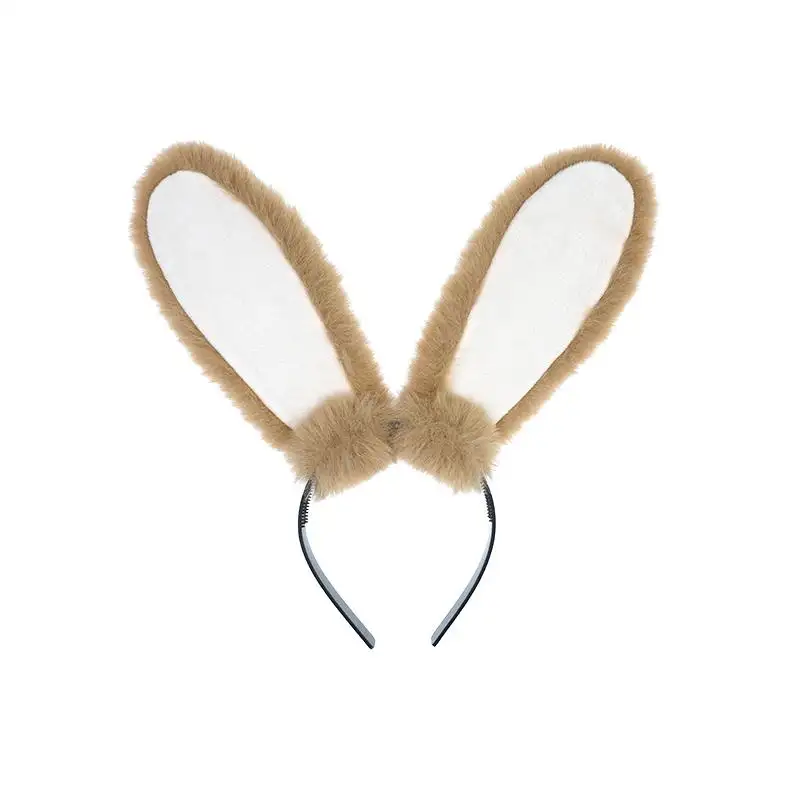 HY banda para el pelo de felpa simulada polvo gris negro y amarillo Comic Con accesorios hechos pequeños orejas de conejo blanco sombreros