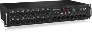 Caja de escenario DL16, 16 entradas, 8 salidas, con 16 micrófonos, preamplificadores, ULTRANET y ADAT, Interfaces