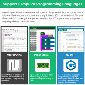 LAFVIN 450 Artikel, 117 Projekte unterstützen das Micro Python C/C-Programm für das Arduino IDE Raspberry Pi Pico W Ultimate Starter Kit