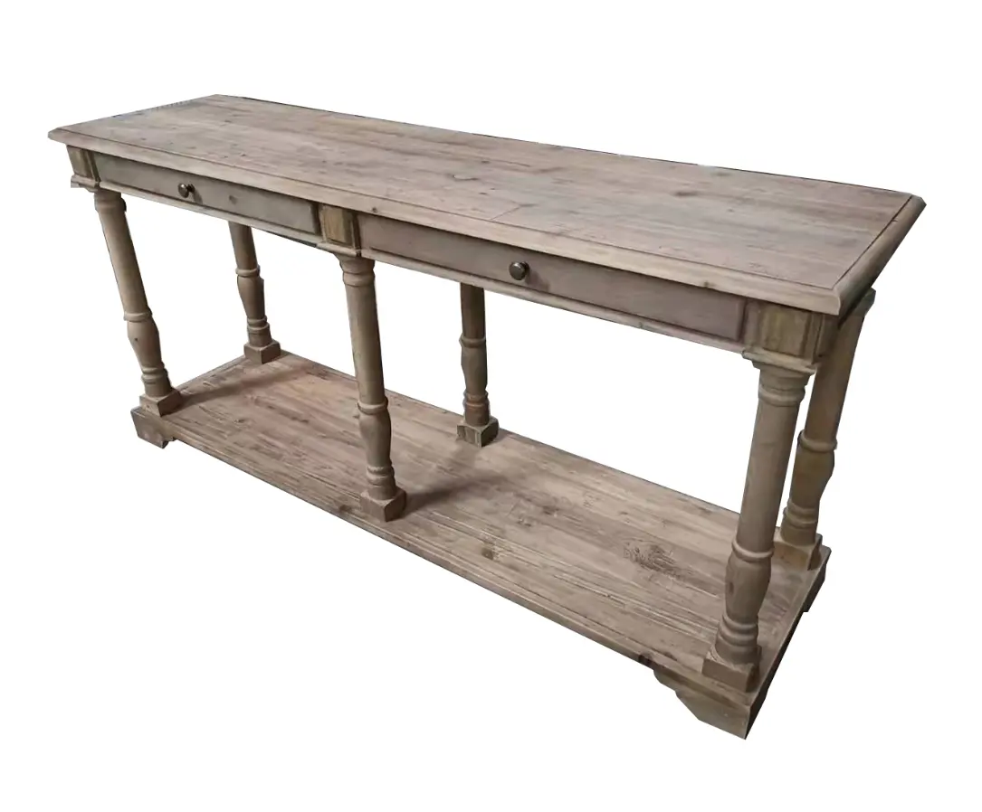 Franse Antieke Stijl Tabla De Consola Luxe Recycle Massief Houten Hal Console Tafel Met Lades