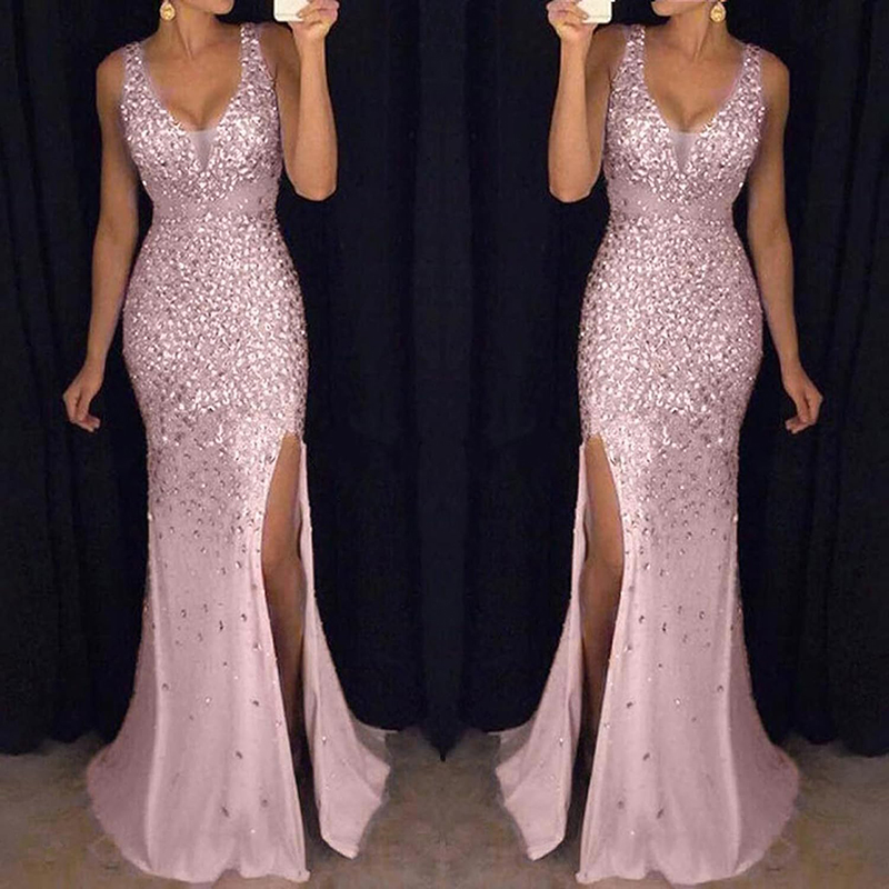Pink sequin sparkly mermaid wedding dress