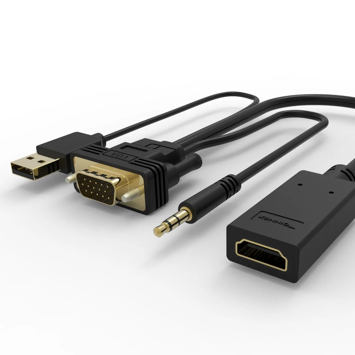 สายแปลง VGA เป็น HDMI ตัวผู้เป็นตัวแปลงอะแดปเตอร์ตัวเมียพร้อมเสียง3.5มม. และตัวแปลงไฟ USB 5V 1080P
