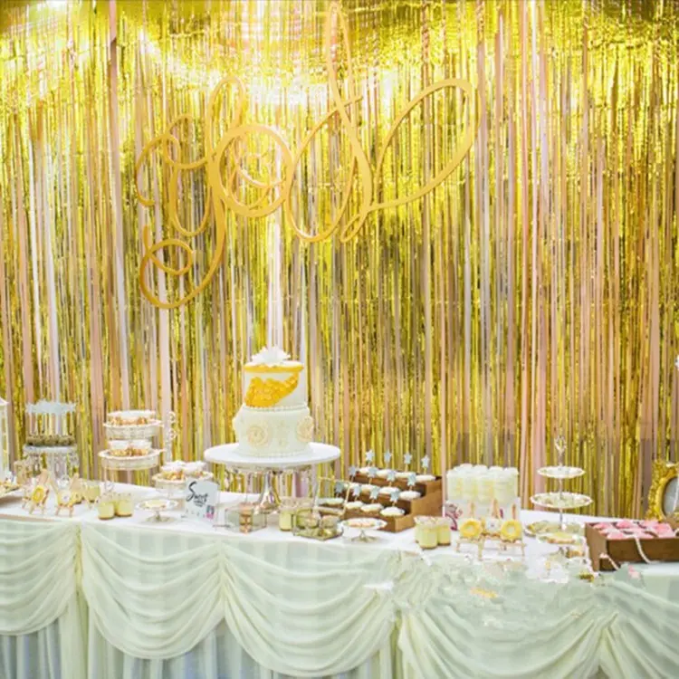 Palmy, cortina de lluvia de 2 metros, Fondo de cumpleaños, cortina de lluvia de Color, decoración láser para boda, Fondo de fiesta, cortina de lluvia