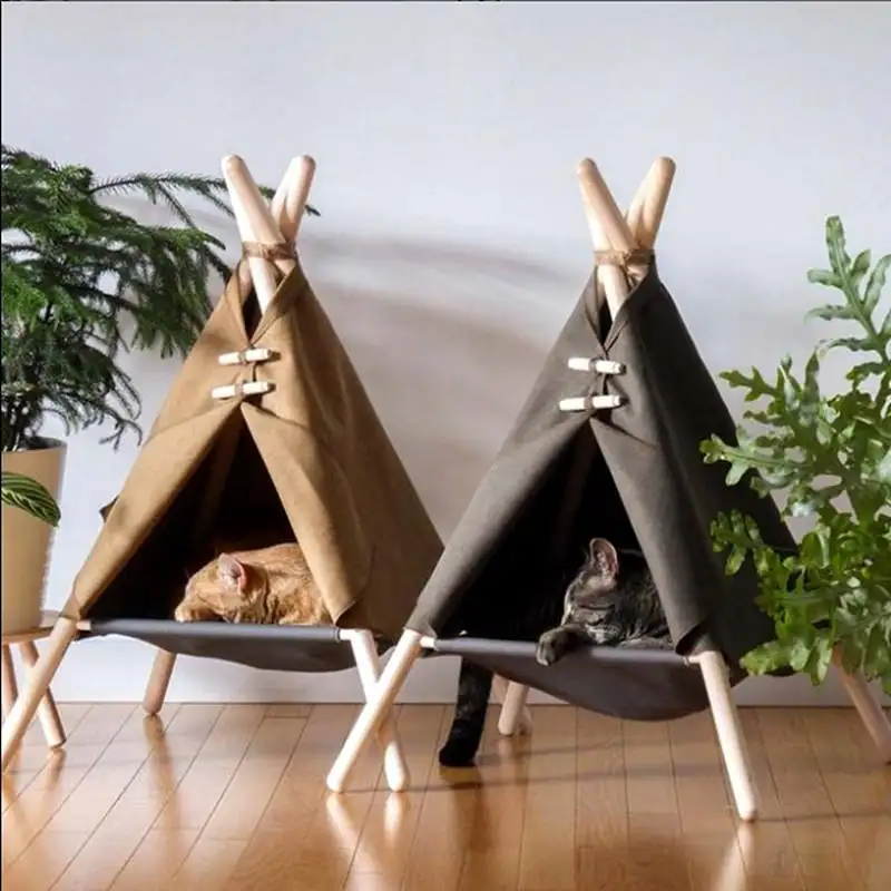 Nuovo Design lavabile portatile carino tenda per animali domestici letto in tela bianca per cani e gatti