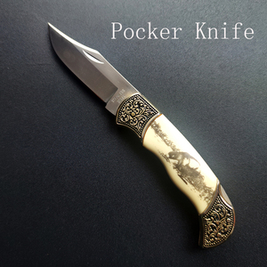 มีดพกพกพาแบบวินเทจทำด้วยมือด้ามทองเหลืองขนาดเล็กฟันปลา420HC ใบมีดสแตนเลสปรับแต่งได้สำหรับคอลเลกชัน EDC - Product Image 2