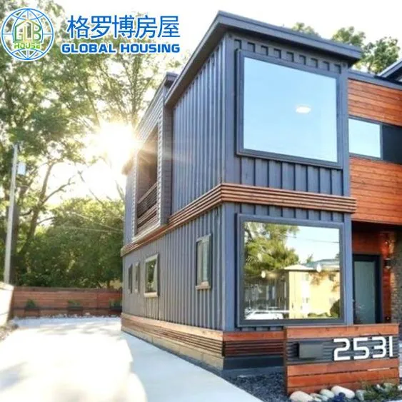 Casa contenedor de 4 dormitorios prefabricada barata de China, casa de playa prefabricada portátil