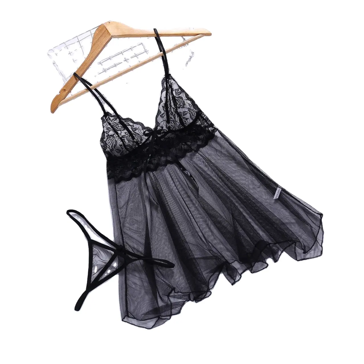 Dropshipping Sexy Lingerie Lace Strap Suspender Skirt Front Slit Nightdress Pajamas Lightweight Sleeping Underwear