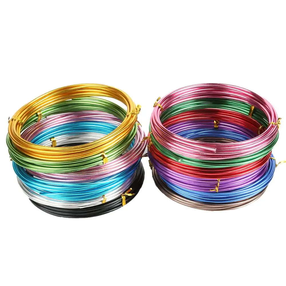 1/1.5/2/2.5mm Multicolore Fil D'aluminium Rond Métal Mou Fleuristes Fil Enroulé pour Résultats DE Bijoux BRICOLAGE Artisanat Accessoires