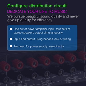 300W <strong>1</strong> <strong>Input</strong> <strong>4</strong> <strong>Output</strong> Power Amplifier and Audio <strong>4</strong> Zone Audio Signal <strong>Switcher</strong> Single Audio <strong>Input</strong> Distributor Panel Signal Booster