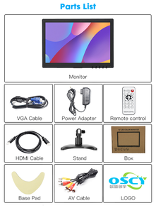 Monitor de ordenador con pantalla ancha de escritorio de 12 pulgadas Monitor de cámara de seguridad CCTV LED de 12 pulgadas con audio VGA HDMIed USB AV BNC - Product Image 6