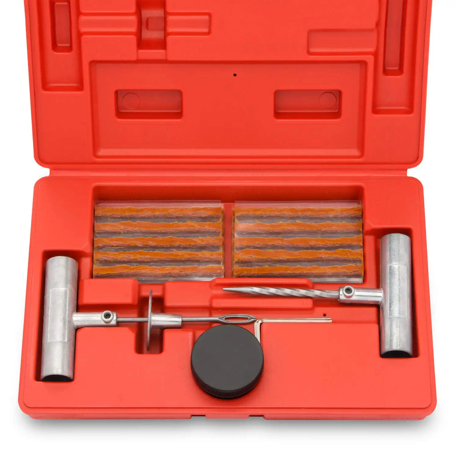 Heavy duty tire repair tool kit with tire repair plug safe hand tools
