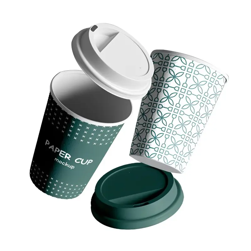 Tasses à café isolées à Double paroi de 12 oz avec couvercles et pailles, tasses à café jetables en papier pour le bureau, le voyage et la maison