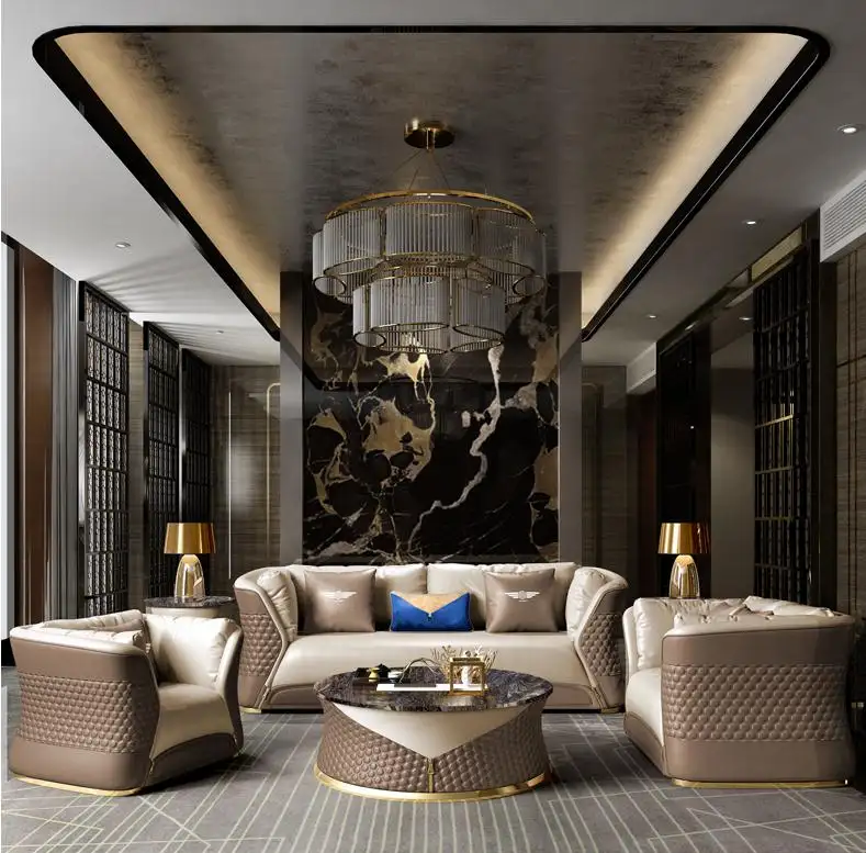 Clássico de luxo u full sofá moderno sofá de couro genuíno italiano