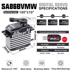 AGFRC Servo intelligente senza spazzole SA86BVMW 66kg servomotore 360 gradi 0.105sec 3S digitale programmabile impermeabile per auto RC - Product Image 4