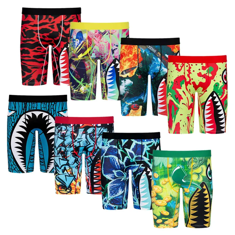 China Oem Odm Shark Print Best Beoordeelde Ademende Chique Boxer Kort Ondergoed Voor Mannen