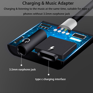 3.5mm AUX ses kablosu 2 in 1 USB C tipi şarj ses adaptörü için Leeco Le Max 2/pro kulaklık araba USB-C şarj aleti kablosu Xiaomi - Product Image 4